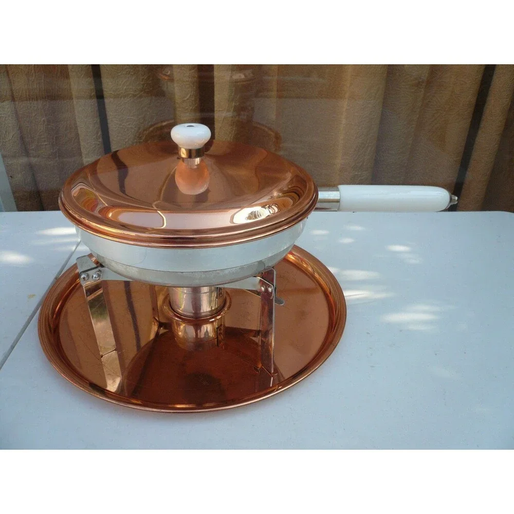 Metalutil Copper & White Ceramic Handle Chaffing Pan 6 Piece Set - Portugal